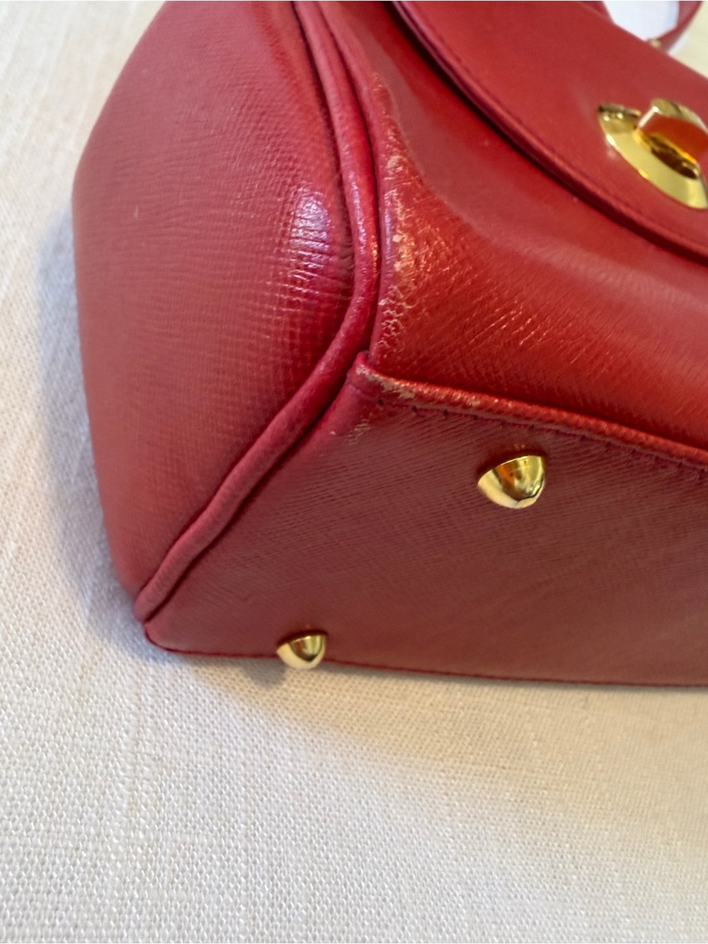 GIVENCHY- red leather top handle bag vintage - Picture 6 of 12